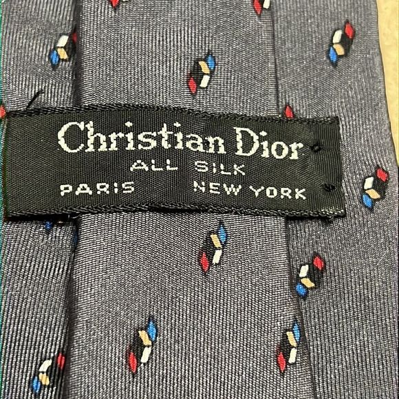 Dior Other - Christian Dior Steel Blue Geometric 3D Shapes Silk Tie